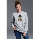 Qivi Anime Attack On Titan Baskılı Gri Kadın Uzun Kol Örme Sweatshirt