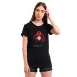 Qivi Anime Dragon Ball Baskılı Örme Siyah SFK0622KDNTS Kadın T-shirt