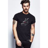 Qivi Anime Naruto Wolf Baskılı Siyah Erkek Örme T-shirt