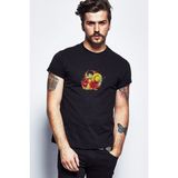 Qivi Anime One Piece Baskılı Siyah Erkek Örme T-shirt