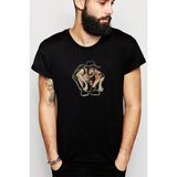 Qivi Anime One Piece Luffy Baskılı Siyah Erkek Örme T-shirt