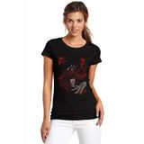 Qivi Anime One Punch Man Baskılı Örme Siyah SFK0638KDNTS Kadın T-shirt