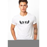 Qivi Aoa Wings Logo Baskılı Beyaz Erkek Örme T-shirt