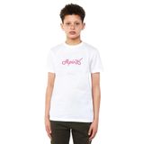Qivi Apink Logo Yazı Baskılı Unisex Çocuk Beyaz T-shirt