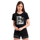 Qivi Araba Mini Baskılı Beyaz Örme Kadın T-shirt
