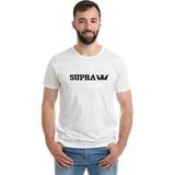 Qivi Araba Supra King Logo Baskılı Beyaz Erkek Örme Tshirt