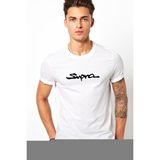 Qivi Araba Supra Logo Baskılı Beyaz Erkek Örme Tshirt