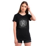 Qivi Architects Lost Forever Lost Together Baskılı Örme Siyah SFK0927KDNTS Kadın T-shirt