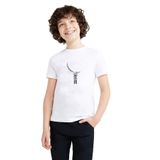 Qivi Astronot Aya Asılı Astronot Baskılı Unisex Çocuk Beyaz T-shirt