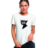 Qivi Baskılı Örme Pamuklu Beyaz Kadın T-shirt