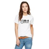 Qivi Bb 8 Droıd Baskılı Beyaz Örme Kadın T-shirt