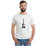 Qivi Beyaz Ve Siyah Elektro Gitar Baskılı Beyaz Erkek Örme T-shirt