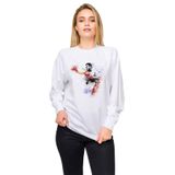 Qivi BGA0189-KDNSW Muhammed Ali Damla Baskılı Örme Kadın Beyaz Sweatshirt
