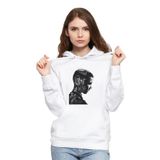 Qivi BGA0893-KDNKP 11 Eleven Millie Bobby Baskılı Örme Kadın Beyaz Kapüşonlu Sweatshirt