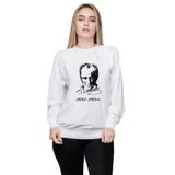 Qivi BGA1075-KDNSWA1 K Atatürk İmza 1881 1938 Baskılı Beyaz Uzun Kol Örme Kadın Sweatshirt