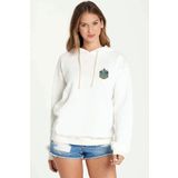 Qivi BGA2017-KDNSW Hogwarts Slytherin Baskılı Beyaz Kadın Uzun Kol Örme Sweatshirt