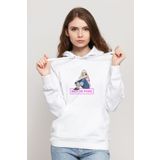 Qivi Blackpink Baskılı Beyaz Kadın Uzun Kol Örme Sweatshirt