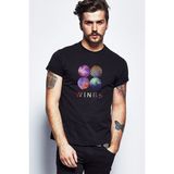 Qivi BTS Wings K Pop Baskılı Siyah Erkek Örme T-shirt