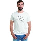 Qivi Casper Flying Coloring Page Baskılı Beyaz Erkek Örme Tshirt - XL