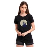 Qivi Castlevania Pixel Castle Baskılı Siyah Kadın Örme T-shirt