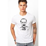 Qivi Charles Bukowski Baskılı Beyaz Erkek T-shirt