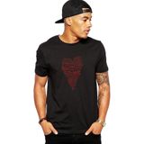 Qivi Charles Bukowski Heart Your Life Is Baskılı Siyah Erkek Örme T-shirt