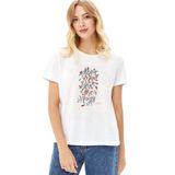 Qivi Charles Bukowski Shes Mad But She Baskılı Beyaz Kadın Örme T-shirt