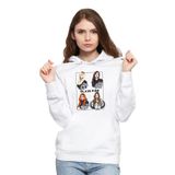 Qivi CKB0126-KDNKP Kpop Blackpink Black Pink Baskılı Örme Kadın Beyaz Sweatshirt