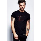 Qivi Devil Red Skull Tumblr Baskılı Siyah Örme Erkek T-shirt