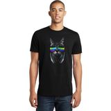 Qivi Dj Kedi Gözlük Kulaklık Baskılı Siyah Erkek Örme Tshirt