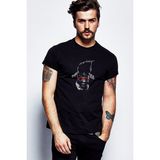 Qivi Draven Baskılı Siyah Erkek Örme T-shirt