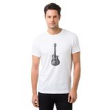 Qivi Drawing Classic Guitar Baskılı Beyaz Erkek T-shirt