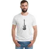 Qivi Drawing Elektro Guitar Red Baskılı Beyaz Erkek T-shirt