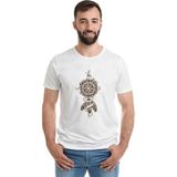 Qivi Dreamcatcher Pusula Baskılı Beyaz Erkek T-shirt