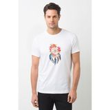 Qivi Düş Kapanı Baskı Boho Chic Baskıresim Baskılı Beyaz Erkek Örme Tshirt - XS