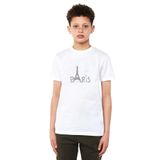 Qivi Eiffel Tower Silhouet Baskılı Beyaz Unisex Çocuk T-shirt