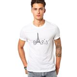 Qivi Eiffel Tower Silhouet Baskılı Örme Beyaz Erkek T-shirt