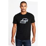 Qivi Fiat 131 Abarth Rally Baskılı Siyah Erkek Örme T-shirt
