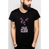 Qivi Fight Club Smoky Baskılı Siyah Erkek Örme T-shirt