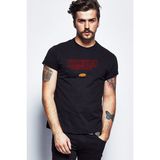 Qivi Friends Dont Lie Baskılı Siyah Erkek Örme T-shirt