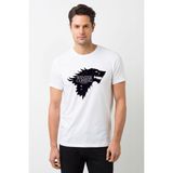 Qivi Game Of Thrones Baskılı Beyaz Erkek Örme Tshirt