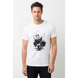 Qivi Ghost Rider Motorsikletci Rider Skull Kurukafa Baskılı Beyaz Erkek Örme T-shirt
