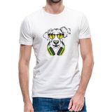 Qivi Gözlük ve Kulaklık Köpek Baskılı Beyaz Erkek Örme Tshirt