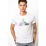 Qivi Grafitti Neon Light Baskılı Beyaz Erkek Örme T-shirt