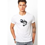Qivi Grease Grease is The Baskılı Beyaz Erkek Örme T-shirt