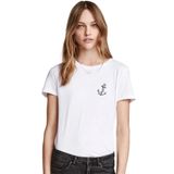 Qivi Gri Çapa Tişört Çapa Dövme Baskıresim Baskılı Beyaz Kadın Örme T-shirt