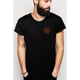 Qivi Half Life Logo Baskılı Siyah Erkek Örme T-shirt
