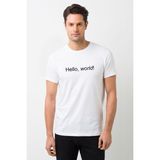 Qivi Hello World Baskılı Beyaz Erkek T-shirt
