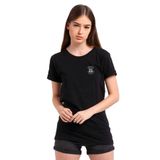 Qivi Hogwarts Alumni Baskılı Siyah Örme Kadın T-shirt