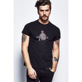 Qivi I Bellieve In Sherlock Baskılı Siyah Erkek Örme T-shirt